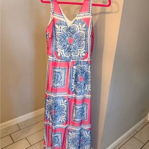Vineyard Vines Pink and Blue Geometric Maxi Dress